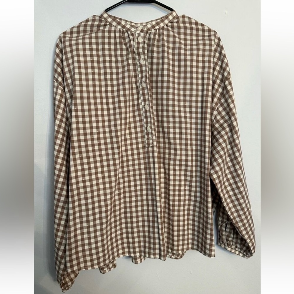 NWT Universal Thread Plaid Popover Blouse  Sz L